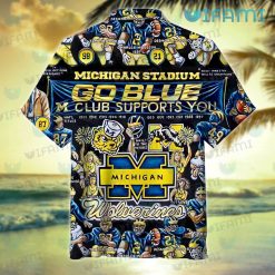 Michigan Hawaiian Shirt Go Blue Club Supports You Wolverines Present Back