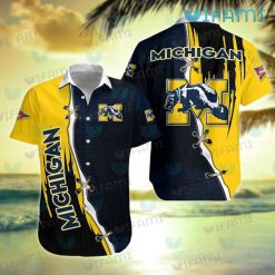 Michigan Hawaiian Shirt Grunge Pattern Michigan Football Gift