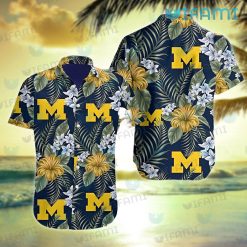 Michigan Hawaiian Shirt Hibiscus Palm Leaf Michigan Wolverines Gift
