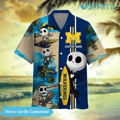 Michigan Hawaiian Shirt Jack Skellington Beach Custom Michigan Wolverines Present