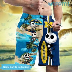 Michigan Hawaiian Shirt Jack Skellington Beach Custom Michigan Wolverines Short