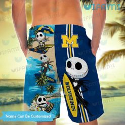 Michigan Hawaiian Shirt Jack Skellington Beach Custom Michigan Wolverines Short Back