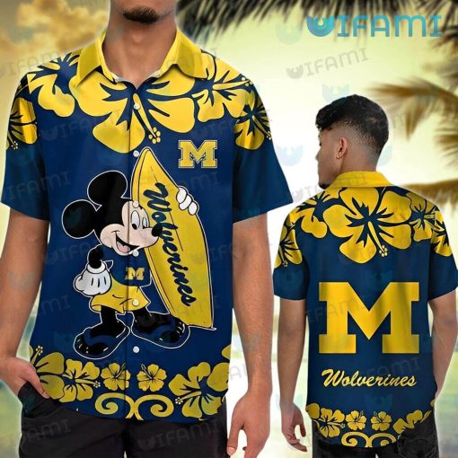 Michigan Hawaiian Shirt Mickey Surfboard Michigan Wolverines Gift