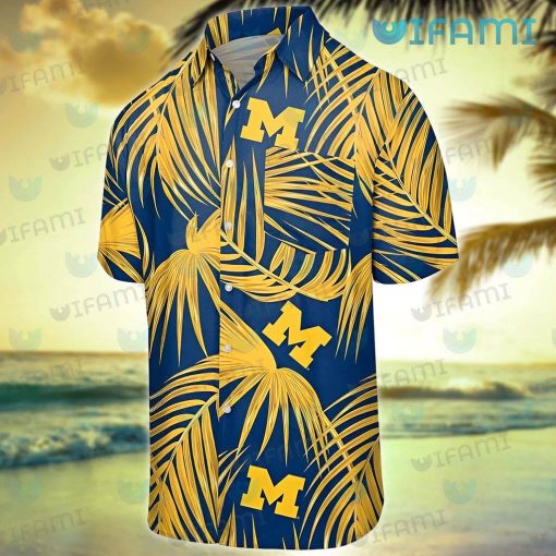 Michigan Hawaiian Shirt Palm Leaf Michigan Wolverines Gift