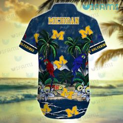 Michigan Hawaiian Shirt Parrot Couple Tropical Beach Wolverines Present Back