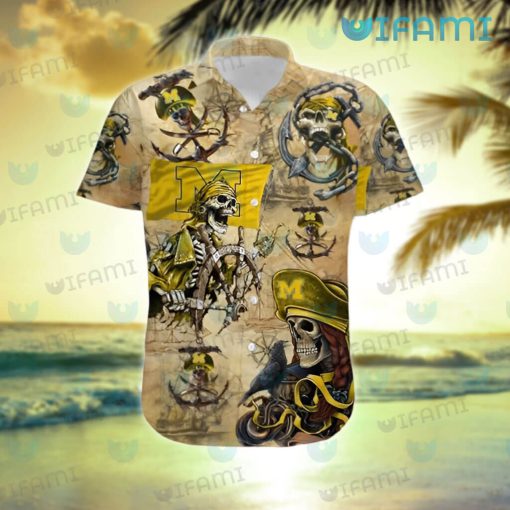 Michigan Hawaiian Shirt Pirate Skeleton Michigan Wolverines Gift