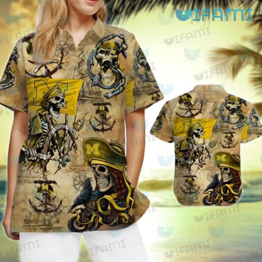 Michigan Hawaiian Shirt Pirate Skeleton Michigan Wolverines Gift