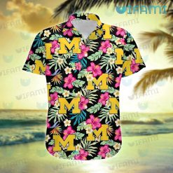 Michigan Hawaiian Shirt Plumeria Hibiscus Tropical Leaves Wolverines Present