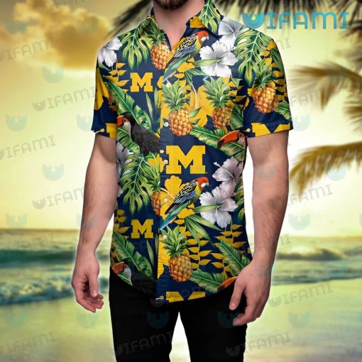 Michigan Hawaiian Shirt Rosella Toucan Pineapple Wolverines Gift