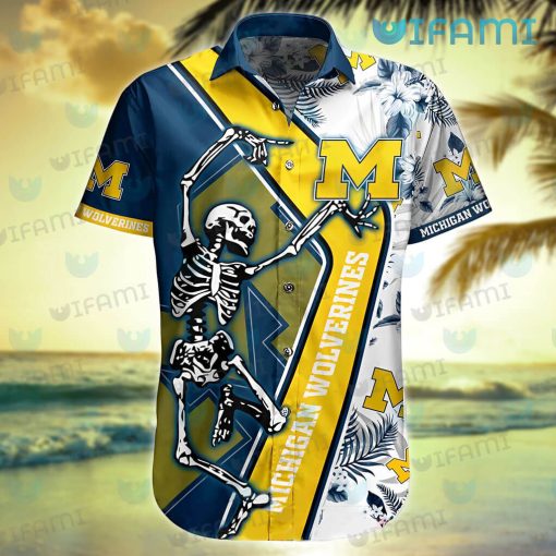 Michigan Hawaiian Shirt Skeleton Dancing Michigan Wolverines Gift