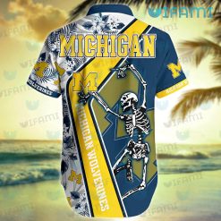 Michigan Hawaiian Shirt Skeleton Dancing Michigan Wolverines Gift