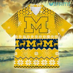 Michigan Hawaiian Shirt Snowflake Christmas Michigan Wolverines Present