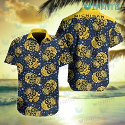 Michigan Hawaiian Shirt Sugar Skull Pattern Michigan Wolverines Gift