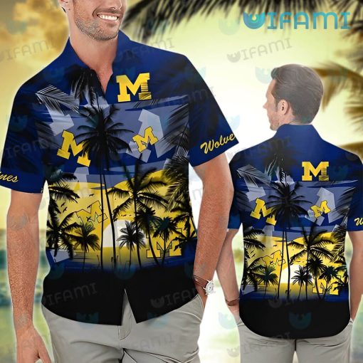 Michigan Hawaiian Shirt Summer Sunset Michigan Wolverines Gift