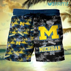 Michigan Hawaiian Shirt Sunset Dark Coconut Tree Wolverines Short