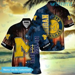 Michigan Hawaiian Shirt Sunset Palm Tree Wolverines Gift