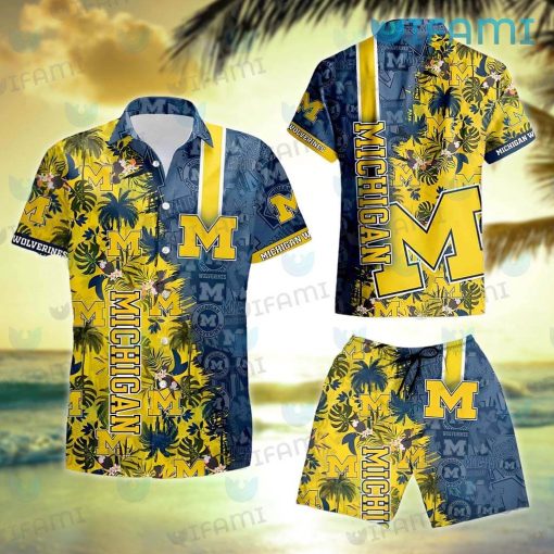 Michigan Hawaiian Shirt Tropical Leaves Michigan Wolverines Gift