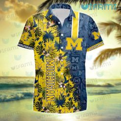 Michigan Hawaiian Shirt Tropical Leaves Michigan Wolverines Gift