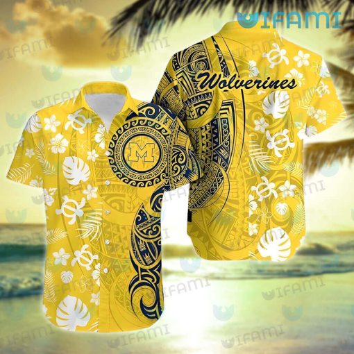 Michigan Hawaiian Shirt Turtle Polynesian Michigan Wolverines Gift