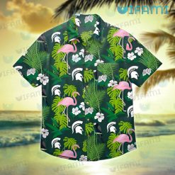 Michigan State Hawaiian Shirt Flamingo Tropical Leaves Spartans Gift