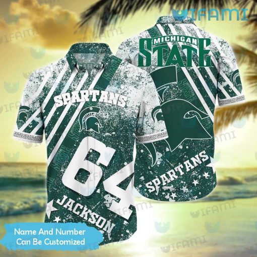 Michigan State Hawaiian Shirt Grunge Pattern Custom Michigan State Gift