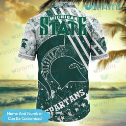 Michigan State Hawaiian Shirt Grunge Pattern Custom Michigan State Present Back