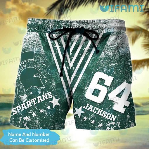 Michigan State Hawaiian Shirt Grunge Pattern Custom Michigan State Gift