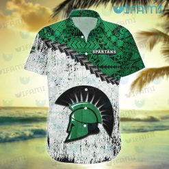 Michigan State Hawaiian Shirt Grunge Polynesian Michigan State Gift