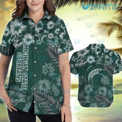 Michigan State Hawaiian Shirt Hibiscus Pattern Michigan State Present Women