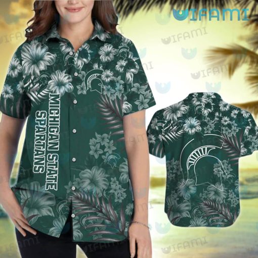 Michigan State Hawaiian Shirt Hibiscus Pattern Michigan State Gift