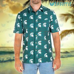 Michigan State Hawaiian Shirt Sunset Dark Coconut Tree Michigan State Gift