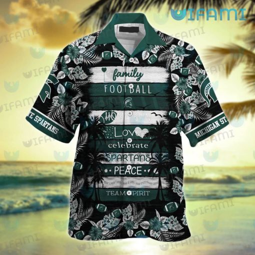 Michigan State Hawaiian Shirt Love Peace Michigan State Gift