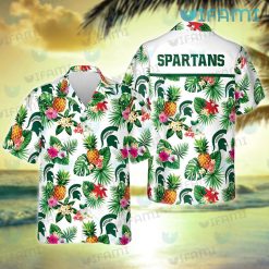 Michigan State Hawaiian Shirt Pineapple Tropical Flower Michigan State Gift