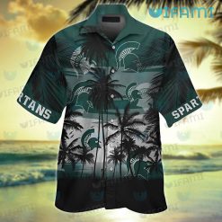 Michigan State Hawaiian Shirt Sunset Coconut Tree Michigan State Gift