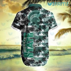 Michigan State Hawaiian Shirt Sunset Dark Coconut Tree Michigan State Present Back
