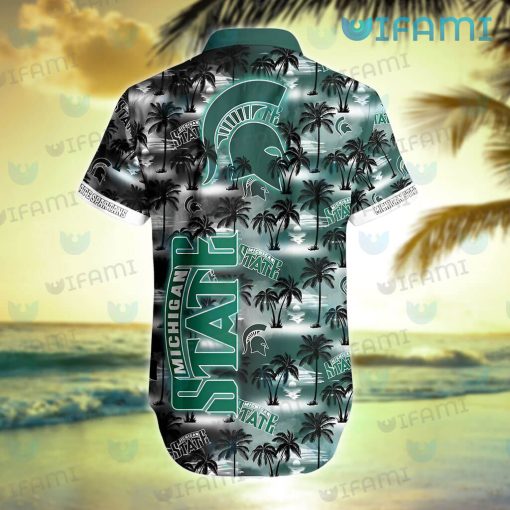 Michigan State Hawaiian Shirt Sunset Dark Coconut Tree Michigan State Gift