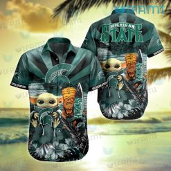 Michigan State Hawaiian Shirt Tiki Mask Baby Yoda Spartans Gift