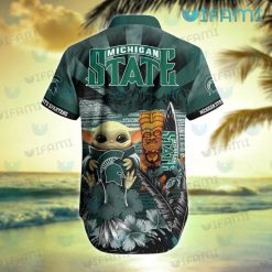 Michigan State Hawaiian Shirt Tiki Mask Baby Yoda Spartans Present Back