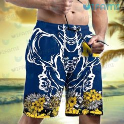 Michigan Wolverines Hawaiian Shirt Ribcage Tropical Flower Wolverines Short