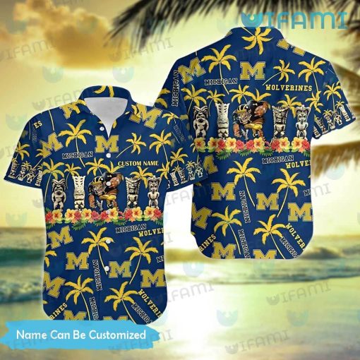 Michigan Wolverines Hawaiian Shirt Tiki Statue Custom Wolverines Gift