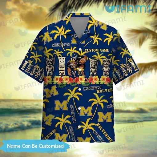 Michigan Wolverines Hawaiian Shirt Tiki Statue Custom Wolverines Gift