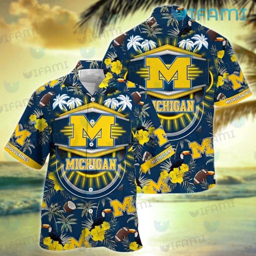 Michigan Wolverines Hawaiian Shirt Toucan Palm Tree Michigan Football Gift