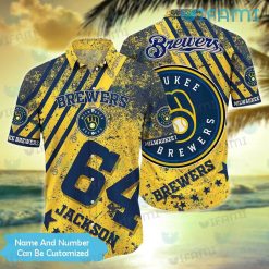 Milwaukee Brewers Hawaiian Shirt Grunge Pattern Personalized Brewers Gift