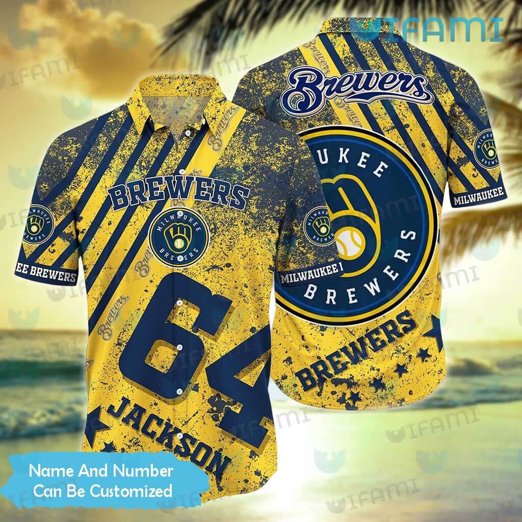 Milwaukee Brewers Hawaiian Shirt Grunge Pattern Personalized