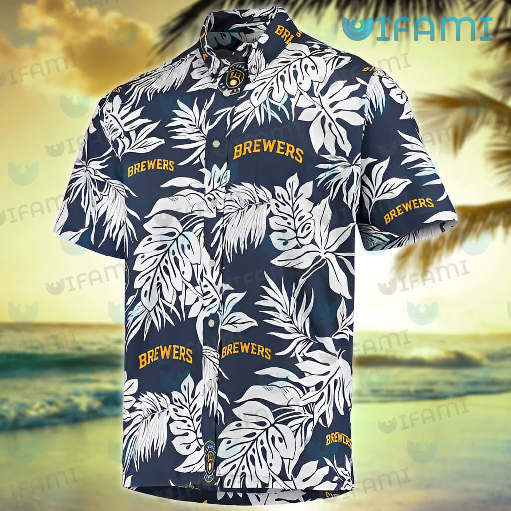 Milwaukee Brewers Hawaiian Shirt Flamingo Banana Leaf Brewers Gift