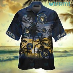 Milwaukee Brewers Hawaiian Shirt Sunset Coconut Tree Brewers Gift