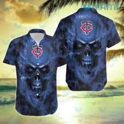 Minnesota Twins Hawaiian Shirt Flaming Skull MN Twins Gift