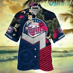 Minnesota Twins Hawaiian Shirt Tropical Flower MN Twins Present Front