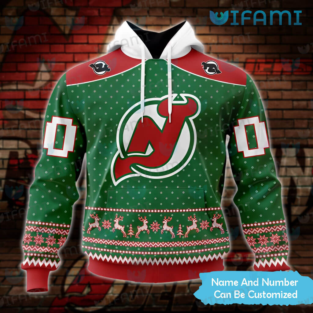 NJ Devils Hoodie 3D Christmas Dot Pattern Custom New Jersey Devils Gift -  Personalized Gifts: Family, Sports, Occasions, Trending