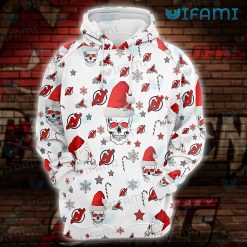 NJ Devils Hoodie 3D Christmas Santa Skull New Jersey Devils Present